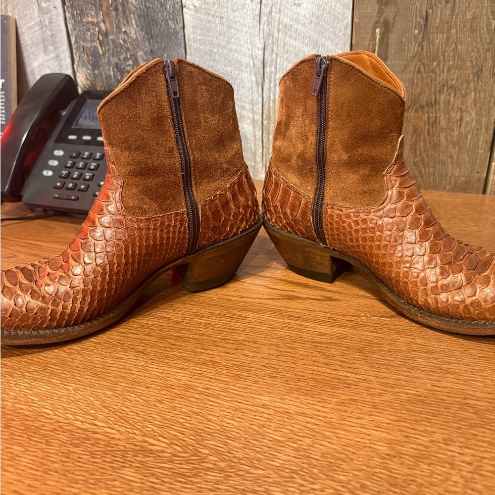 Brown Authentic Python Booties - image 3